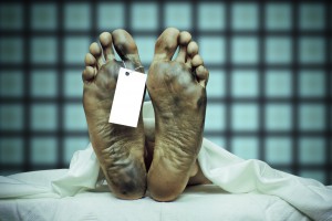 dead body with toe tag