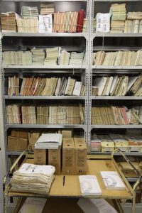 BERLIN - JANUARY 16: Rows of original case documents stand in the archives of the former East German secret police, known as the Stasi, during an open-house day at the archive on January 16, 2010 in Berlin, Germany. The archive opened its doors today to the public to mark the 20th anniversary of the storming of the building by East Germans in the waning days of communist East Germany. The Stasi, whose official function was to protect the East German communist party, pursued an extremely aggressive campaign of spying on East German citizens in order to confine and root out dissent. The archive contains information gathered by the Stasi on millions of people. (Photo by Sean Gallup/Getty Images)
